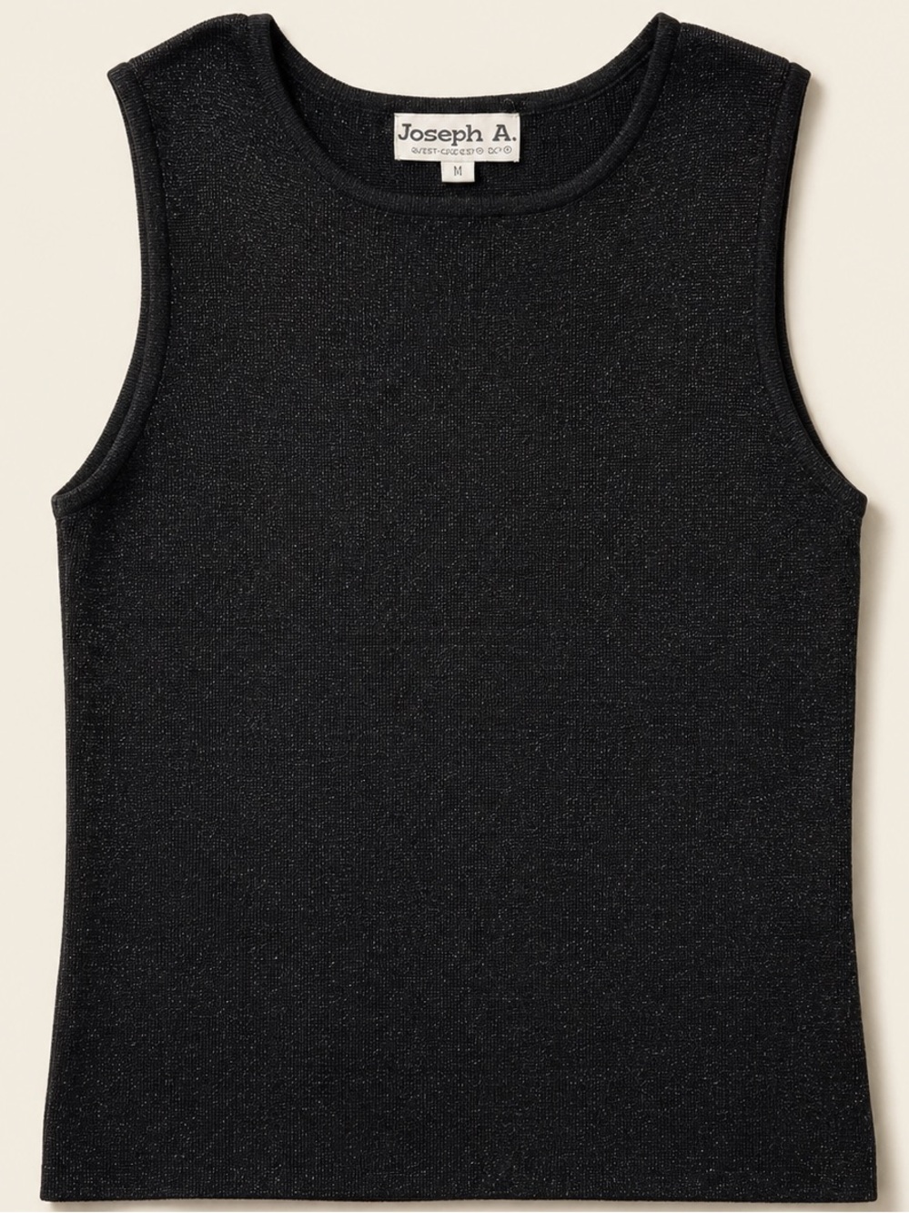 Joseph A Black Metallic Silk Knit Sleeveless Sweater Shell M